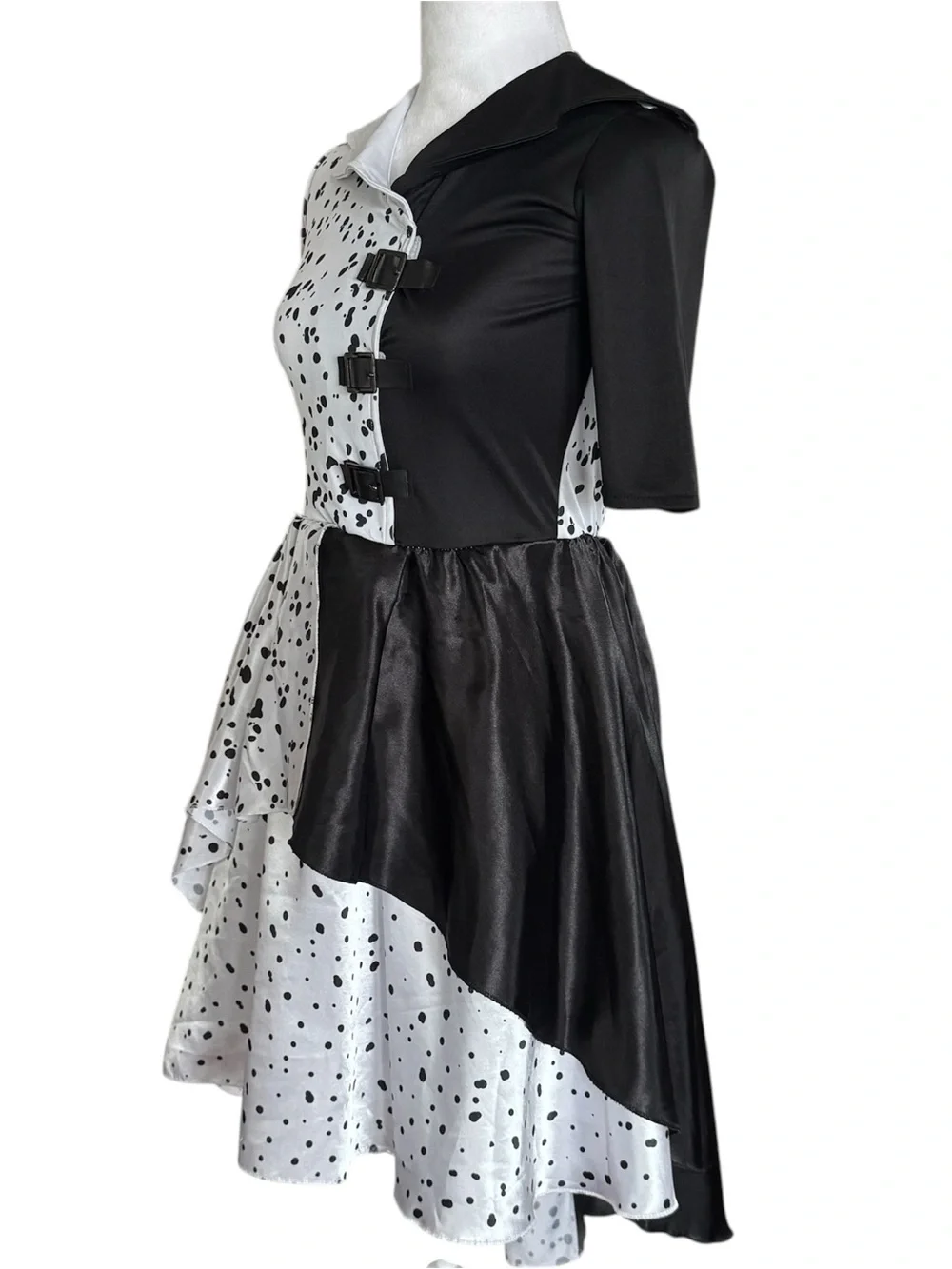 Cruella De Vil Costume Girls M Black White Dalmatian Dress Halloween